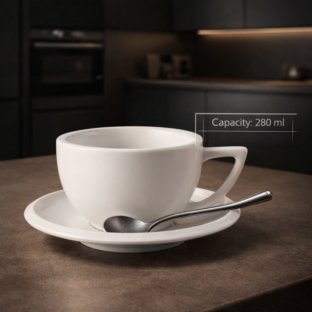 MHW-3BOMBER 280ml Ceramic Coffee Cup with Saucer & Spoon Set Art Latte Espresso Mug for Tea Cappuccino Home Kitchen Accessories