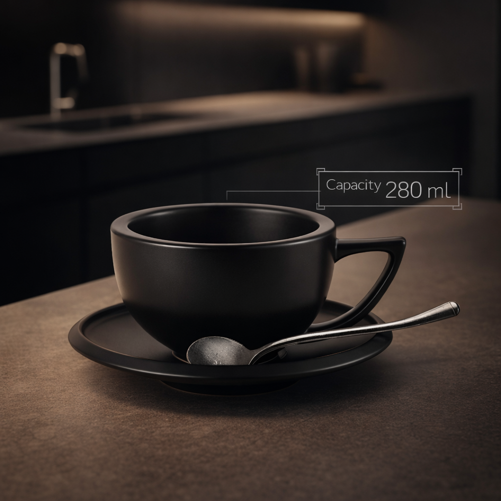 MHW-3BOMBER 280ml Ceramic Coffee Cup with Saucer & Spoon Set Art Latte Espresso Mug for Tea Cappuccino Home Kitchen Accessories
