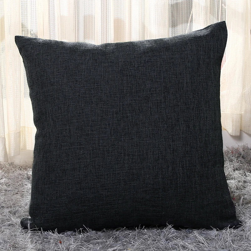 MACT Faux Linen Throw Pillow Cover Home Decorative Pillowcase for Sofa Cafe Modern Solid Color Cushion Cover Square Pillow Case