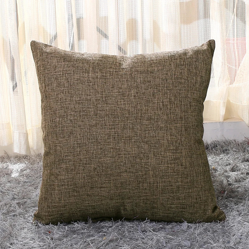 MACT Faux Linen Throw Pillow Cover Home Decorative Pillowcase for Sofa Cafe Modern Solid Color Cushion Cover Square Pillow Case