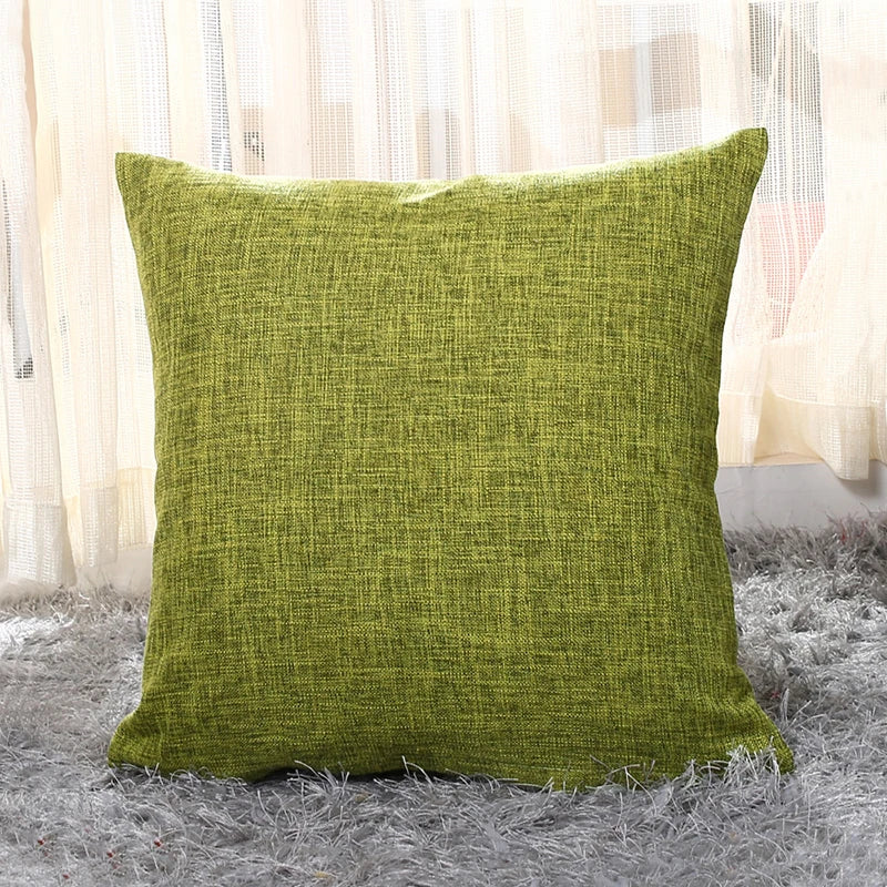 MACT Faux Linen Throw Pillow Cover Home Decorative Pillowcase for Sofa Cafe Modern Solid Color Cushion Cover Square Pillow Case