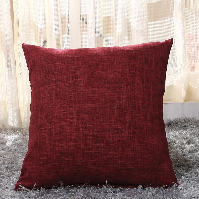 MACT Faux Linen Throw Pillow Cover Home Decorative Pillowcase for Sofa Cafe Modern Solid Color Cushion Cover Square Pillow Case