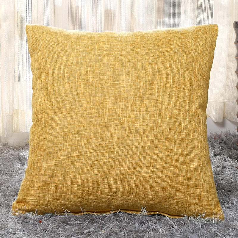 MACT Faux Linen Throw Pillow Cover Home Decorative Pillowcase for Sofa Cafe Modern Solid Color Cushion Cover Square Pillow Case