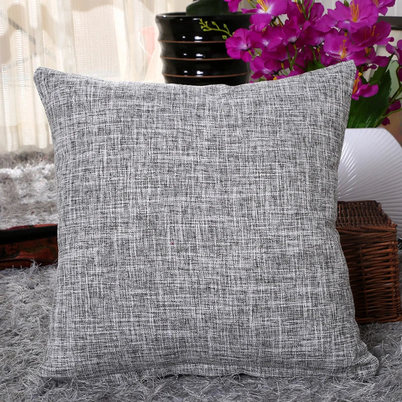 MACT Faux Linen Throw Pillow Cover Home Decorative Pillowcase for Sofa Cafe Modern Solid Color Cushion Cover Square Pillow Case