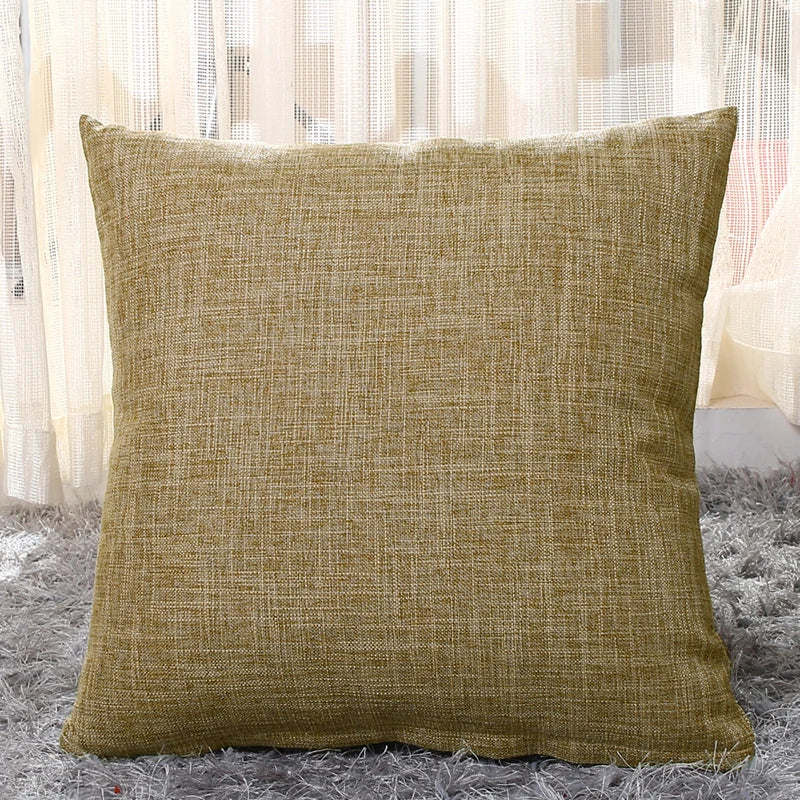 MACT Faux Linen Throw Pillow Cover Home Decorative Pillowcase for Sofa Cafe Modern Solid Color Cushion Cover Square Pillow Case