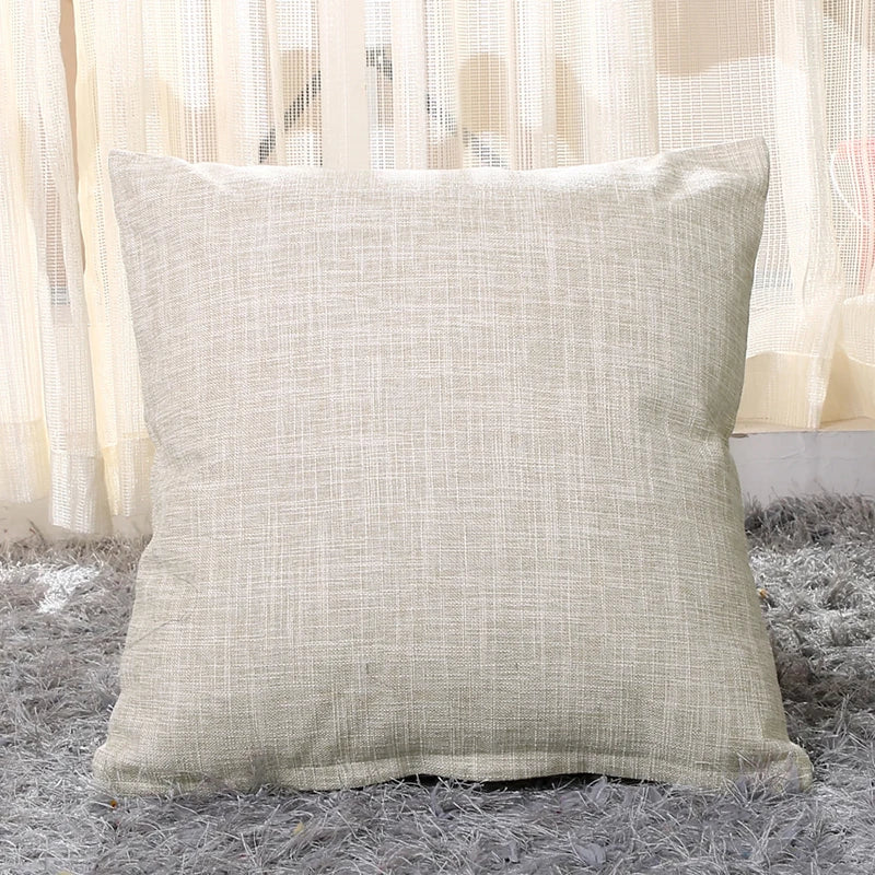 MACT Faux Linen Throw Pillow Cover Home Decorative Pillowcase for Sofa Cafe Modern Solid Color Cushion Cover Square Pillow Case