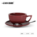 MHW-3BOMBER 280ml Ceramic Coffee Cup with Saucer & Spoon Set Art Latte Espresso Mug for Tea Cappuccino Home Kitchen Accessories
