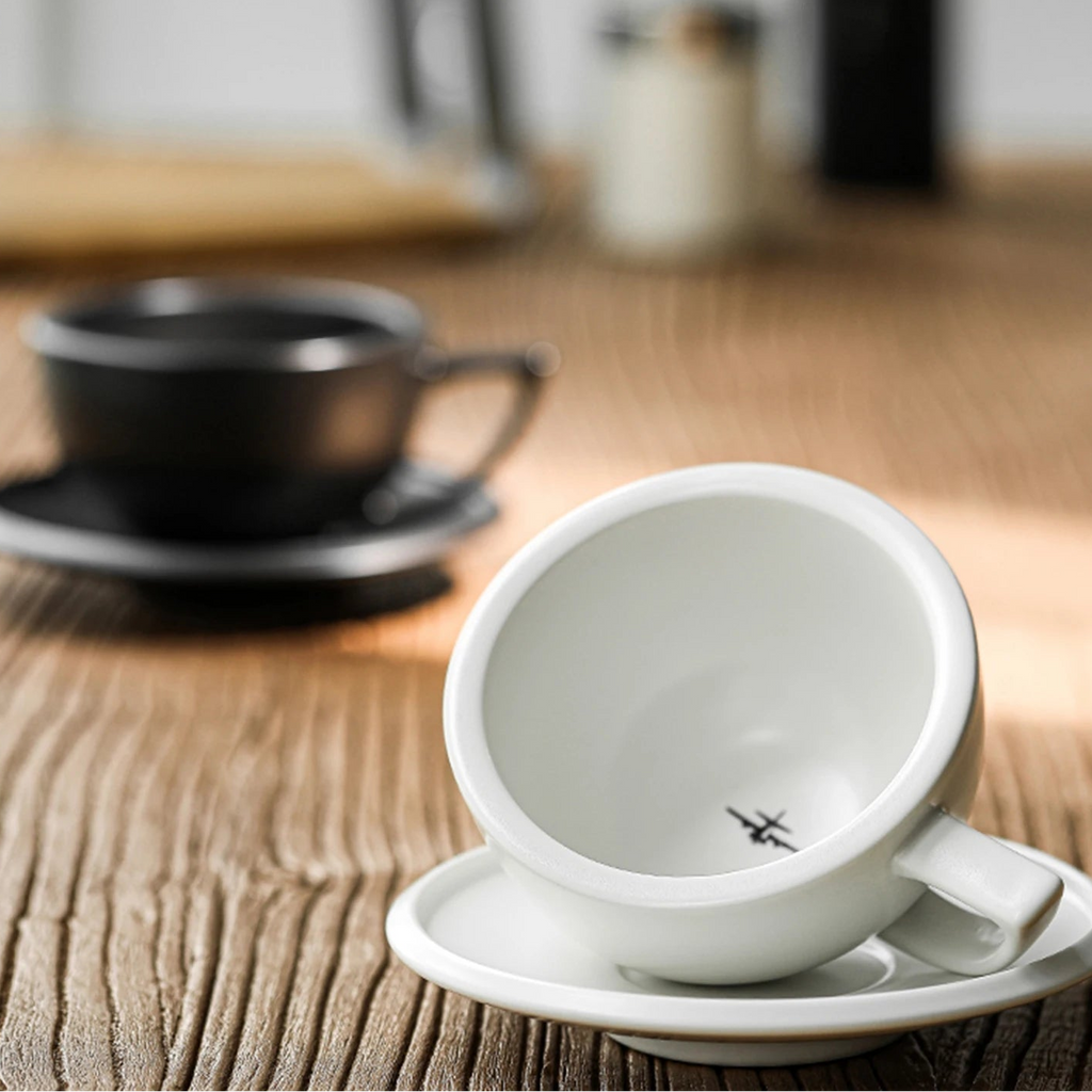 MHW-3BOMBER 280ml Ceramic Coffee Cup with Saucer & Spoon Set Art Latte Espresso Mug for Tea Cappuccino Home Kitchen Accessories