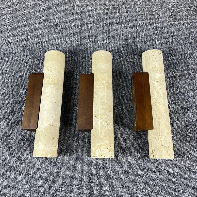 Yellow Travertine Wall Lamp Vintage Design Wood Stone Sconce Light Hallway LED Lighting Fixture Bedroom Bedside Home Decor Light