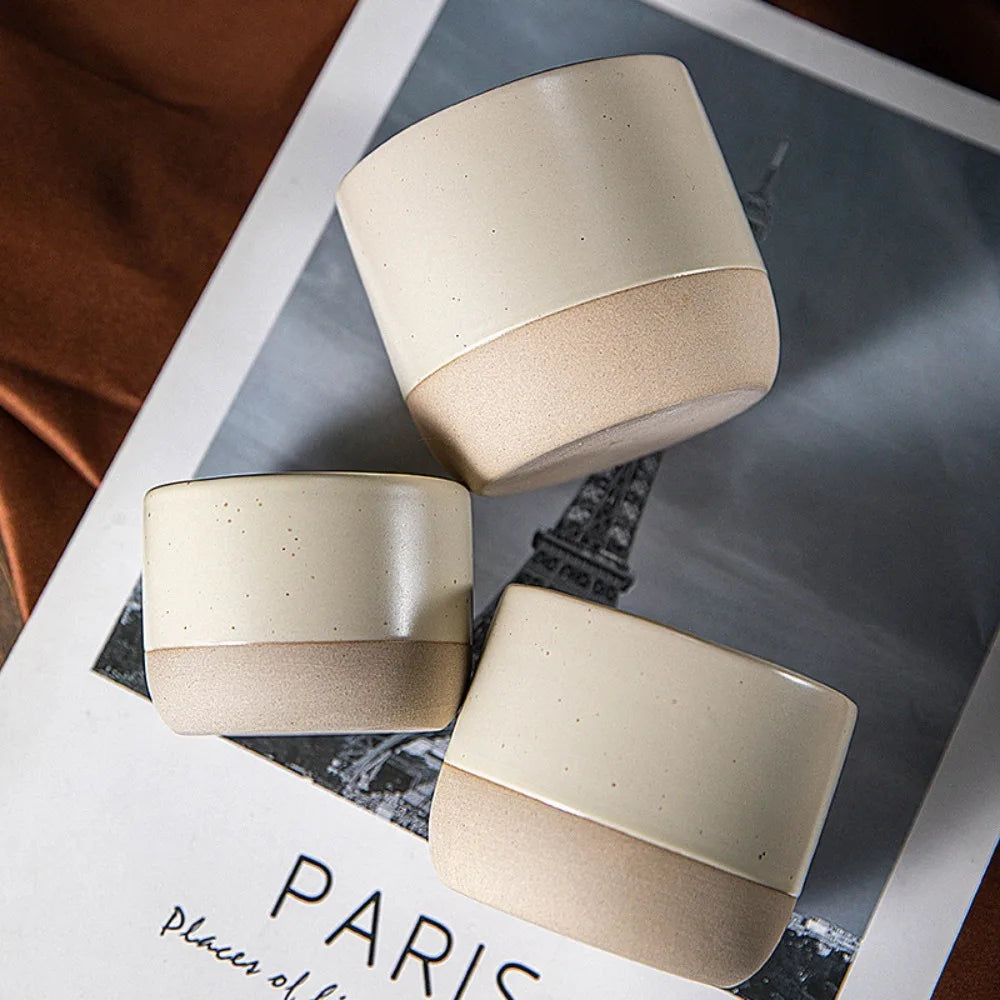 100/180/230ml Ceramic Coffee Cup Handmade Ceramic Round Japanese Tea Cup Easy To Clean BPA Free Suitable for Coffee Latte Tea