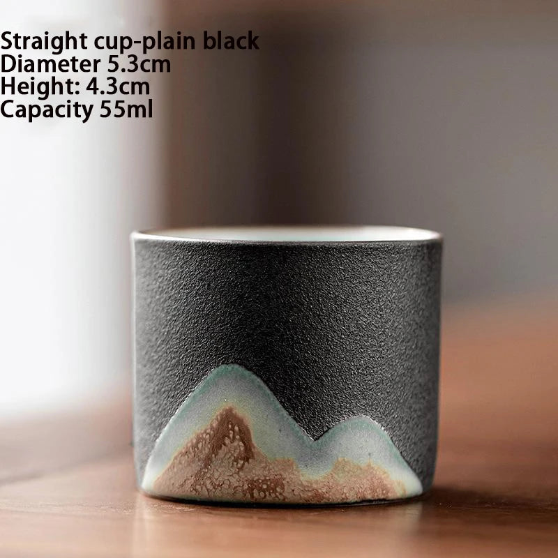 Ceramic retro coffee cup, office water cup, tea cup, wooden handle coffee cup, handmade tea coffee cup, birthday gift