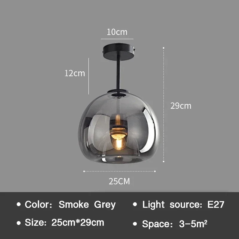 Modern Cognac Glass Ceiling Lamp for Living Dinning Room Aisle Restaurant Chandelier Creative Indoor Home Decor Lighting Fixture