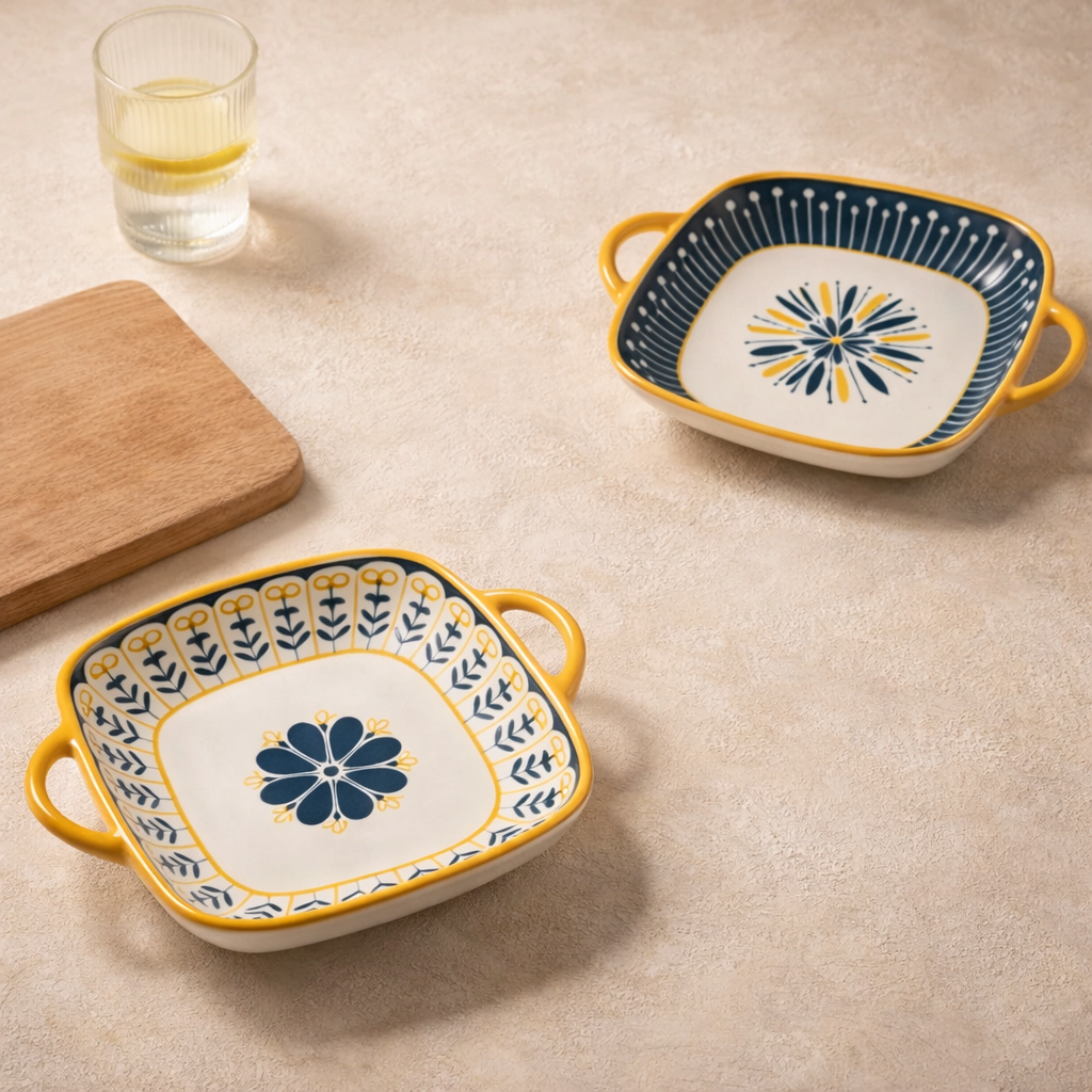 4 pcs ceramic 8-inch discs, Japanese dining table serving plates, relief craft salad pasta plates